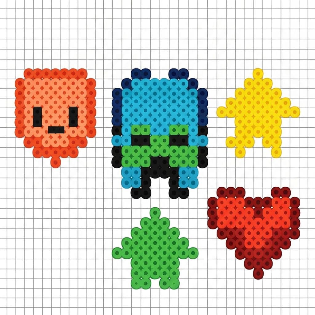 五彩缤纷的拼豆像素艺术图案展示